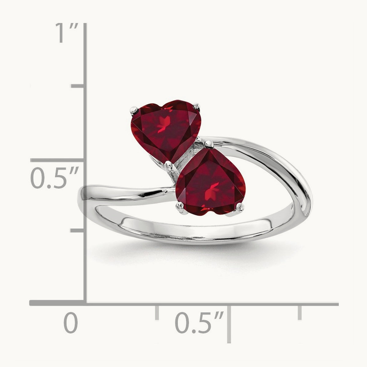 Heart Created Ruby ring — 14K White Gold