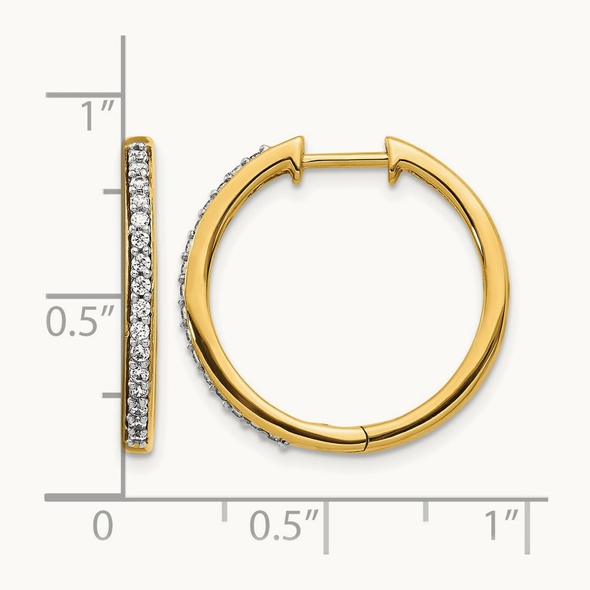 Diamond Hinged Hoop Earrings — 14K Yellow Gold, 0.256 ct