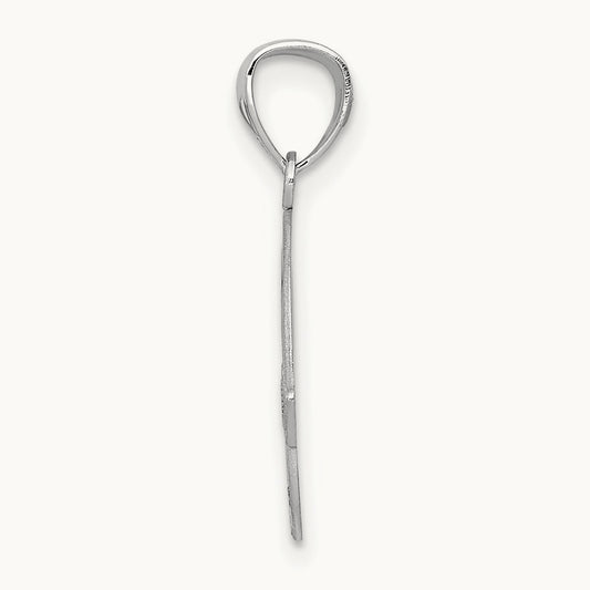 Solid D/C Claddagh Pendant, 14K White Gold