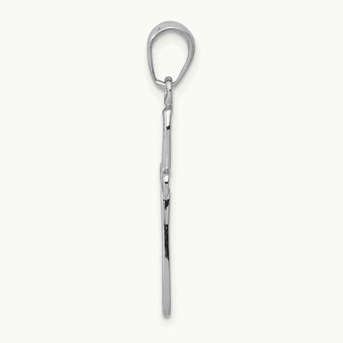 Cross with Filigree Center Charm — 14K White Gold