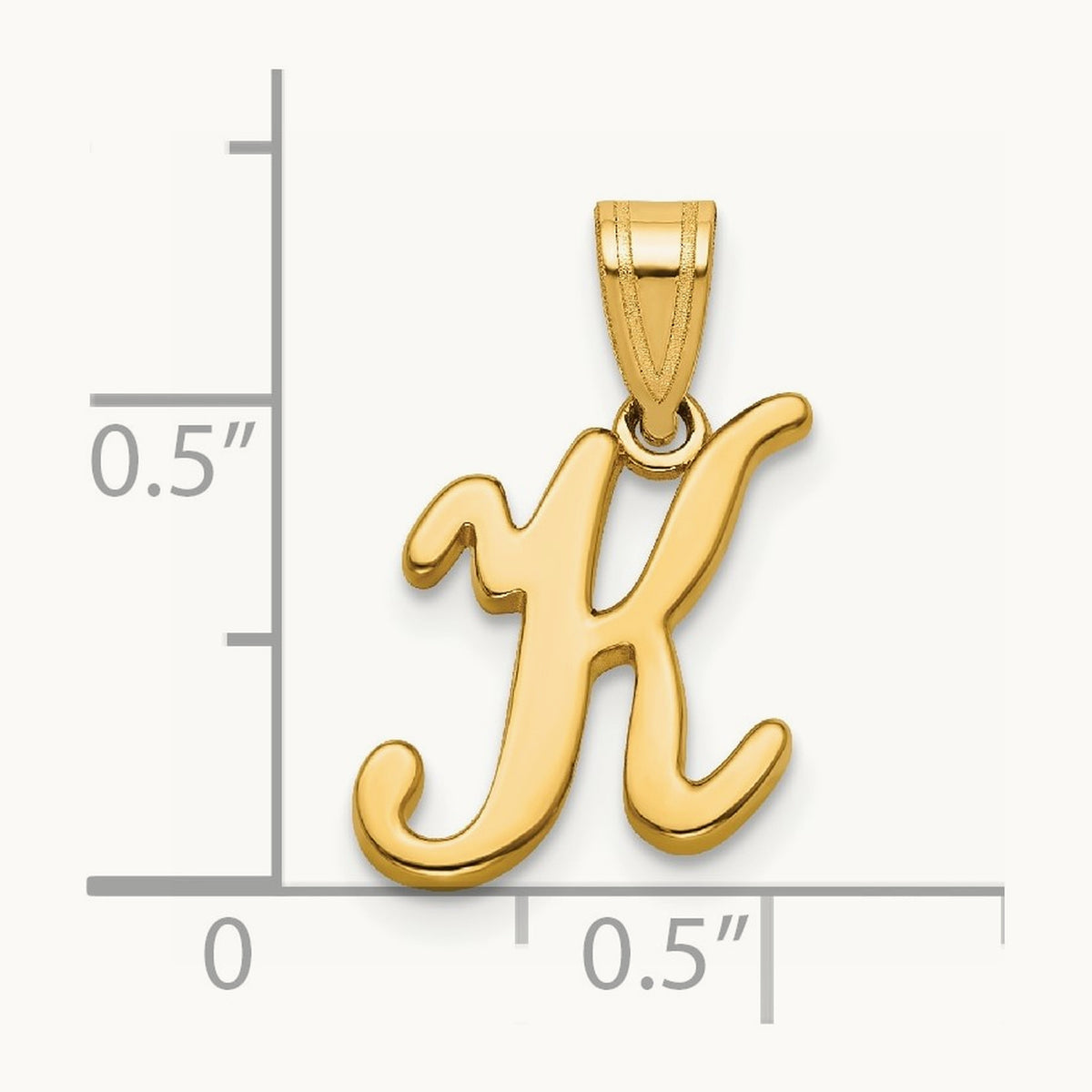 Script Letter K Initial Pendant, 14K Yellow Gold