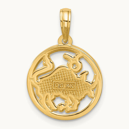 Polished Round Taurus Pendant, 14K