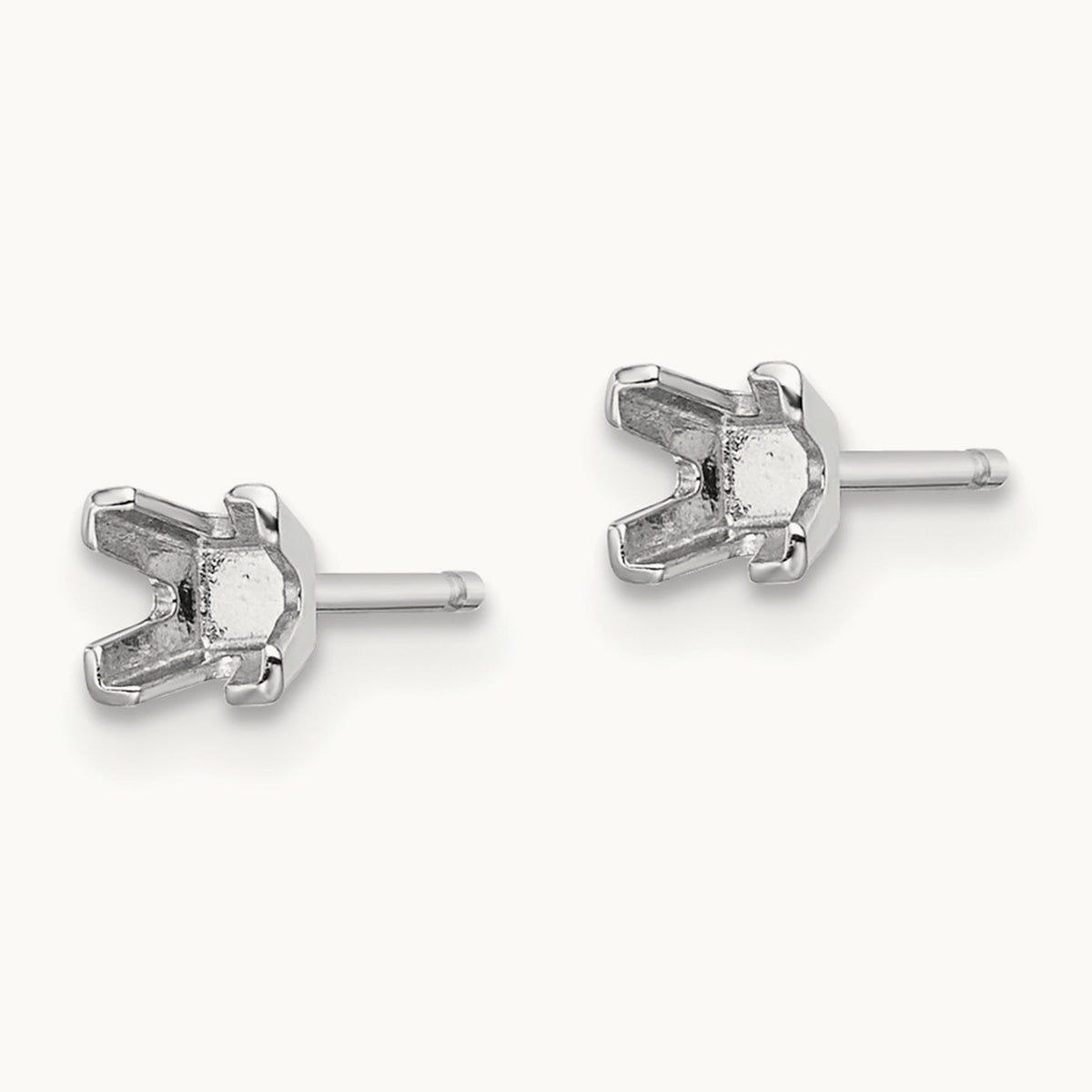 Princess Cut Stud Earring Mountings, 3.25mm, 14K White Gold