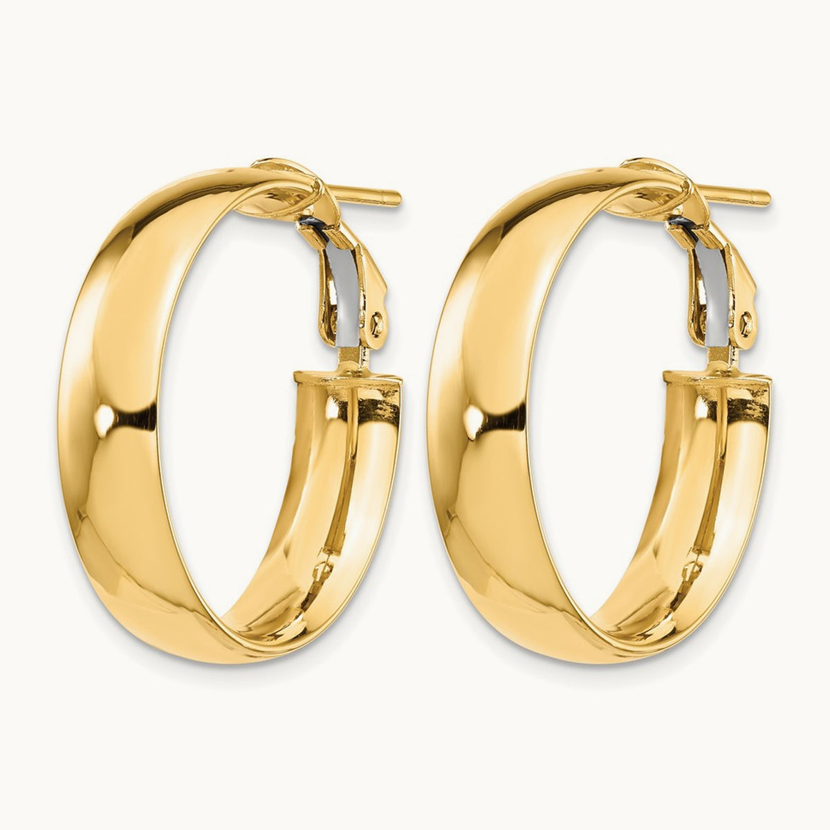 High Polished Omega Back Hoop Earrings, 14K — Leslie's