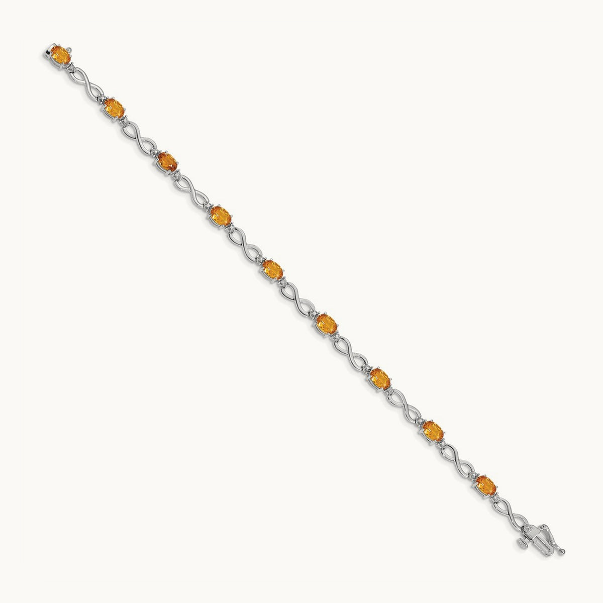 Citrine Diamond Infinity Bracelet — 14K White Gold