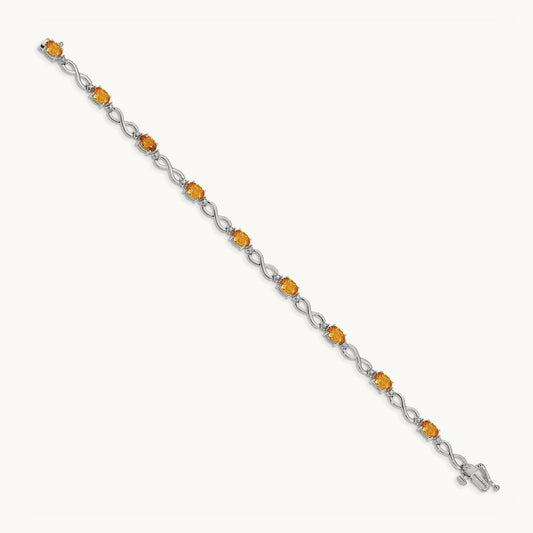 Citrine Diamond Infinity Bracelet — 14K White Gold