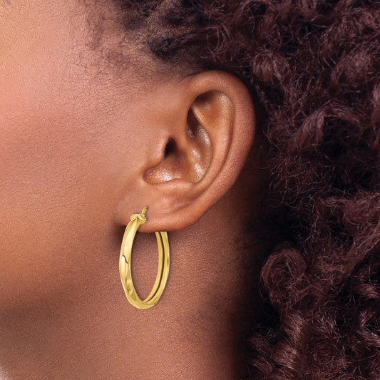 Polished Round Hoop Earrings — Leslie's — 14K Yellow Gold