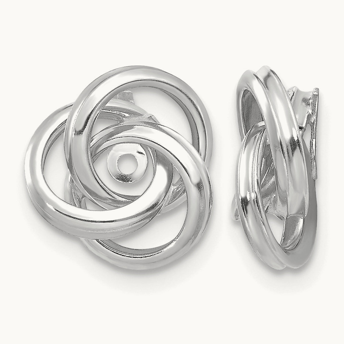 Polished Love Knot Earring Jackets — 14K White Gold, 12mm