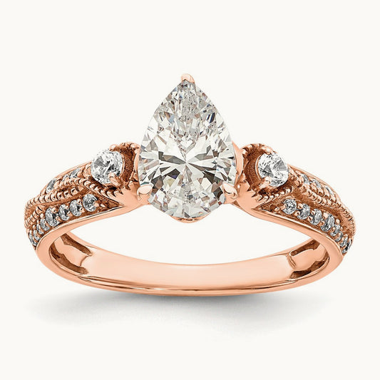 1ct Pear Semi-Mount Engage Dia Ring, 14K Rose Gold