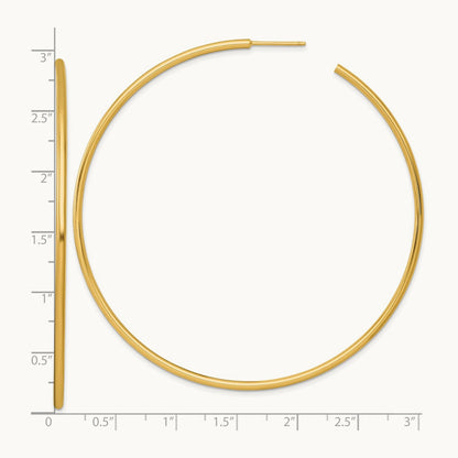 2.0 x Polished Post Hoop Earrings, 75mm, 14K