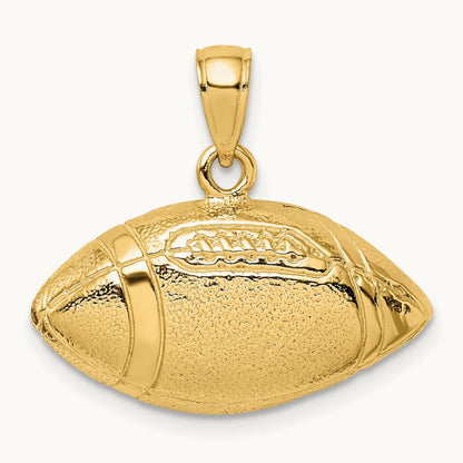 Polished Open-Backed Football Charm, 14K