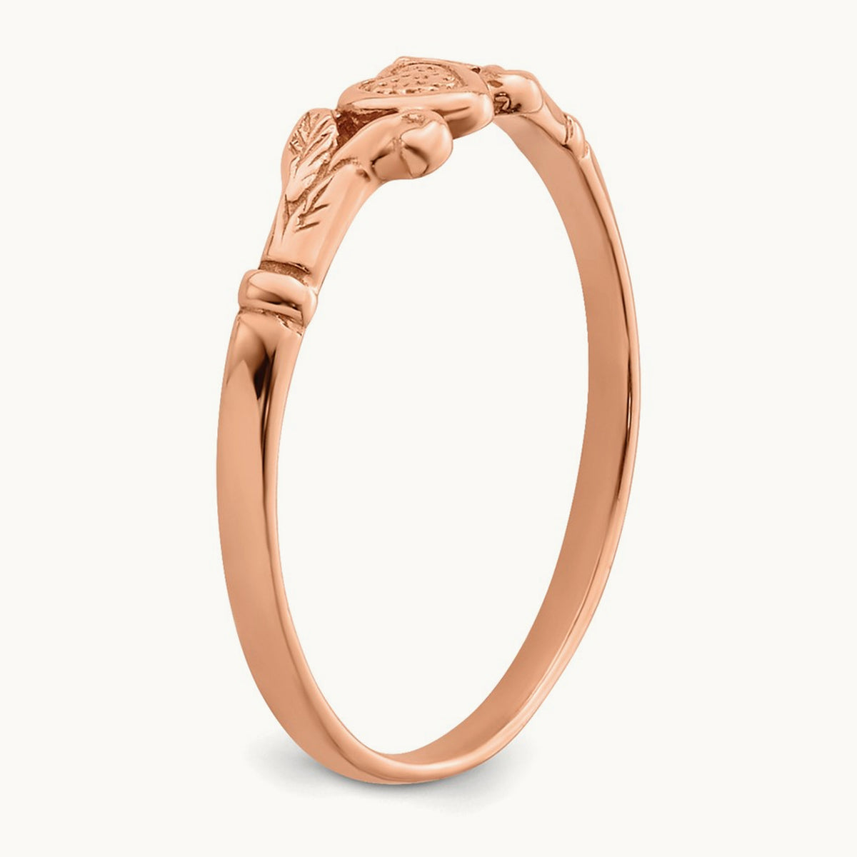 Textured Mini Heart Baby Ring — 14K Rose Gold, 1