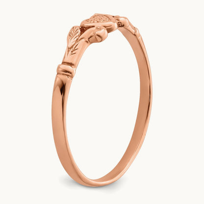 Textured Mini Heart Baby Ring — 14K Rose Gold, 1