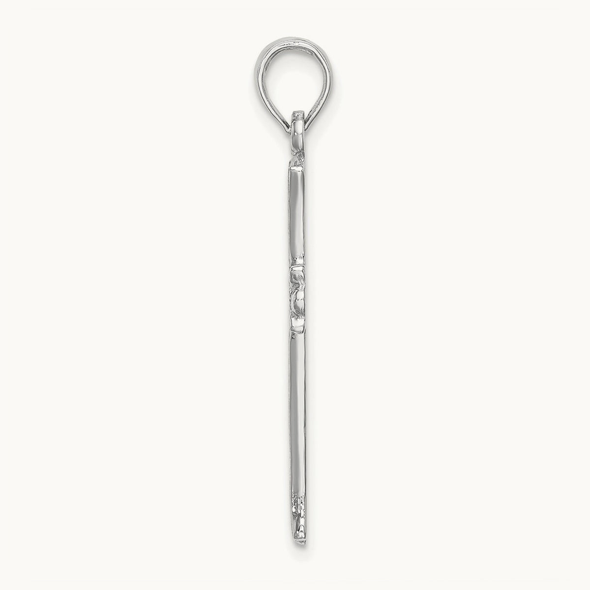 Cross W/Starburst Center Charm — 14K White Gold