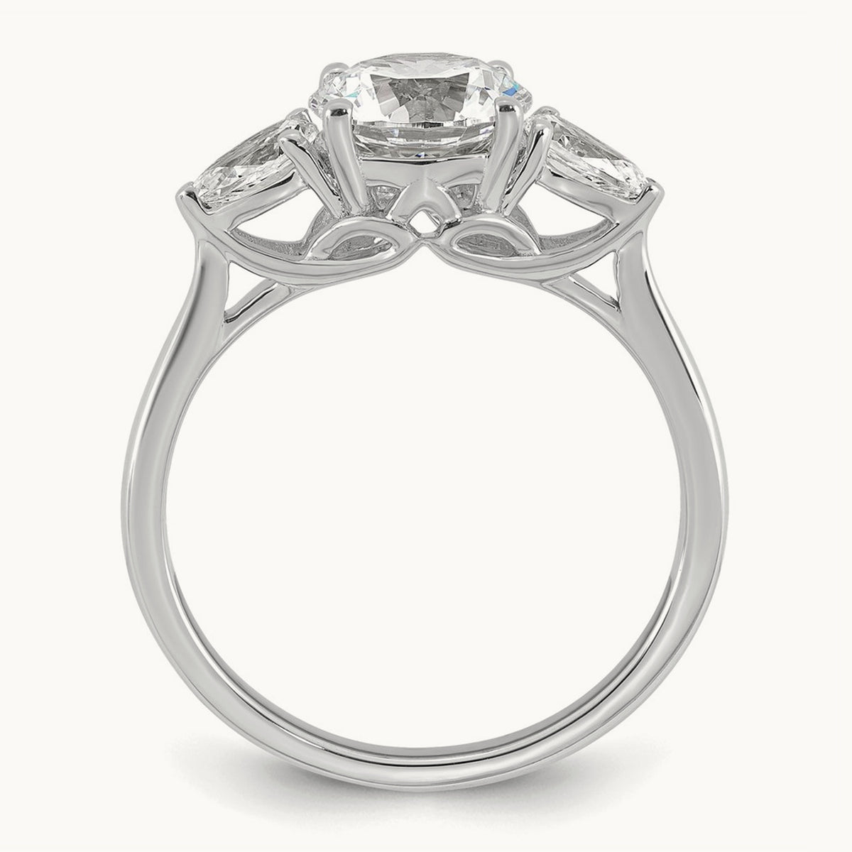 Round with Pear 3 Stone Engagement Ring, 1.25-3.50 ct tw Lab-Grown Diamond — 1 7/8 ct, 14K White Gold