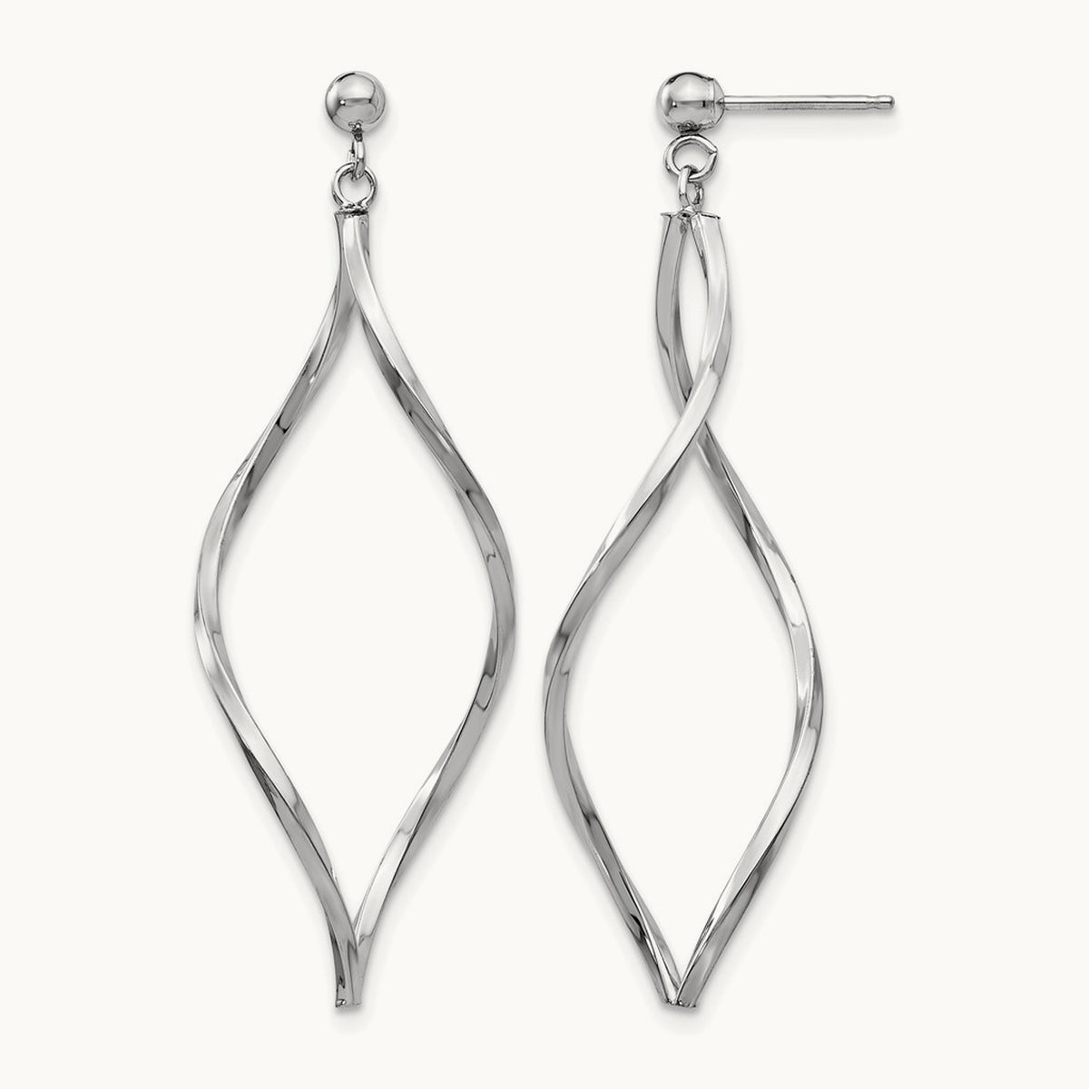 Twisted Post Dangle Earrings — 14K White Gold