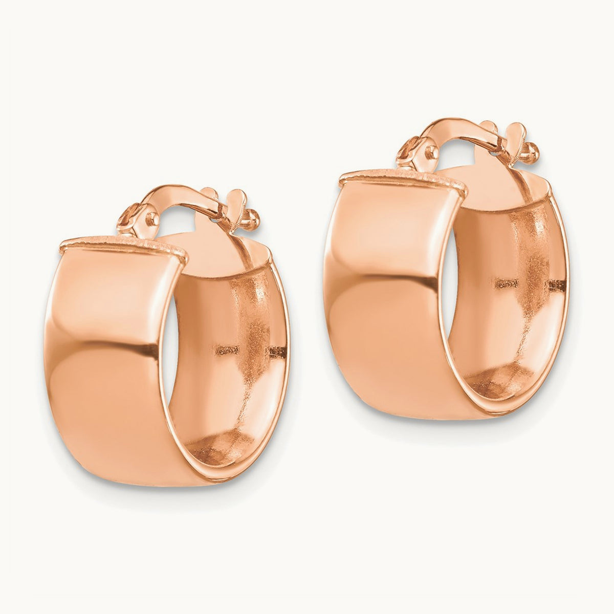 High Polished Hoop Earrings — 14K Rose Gold