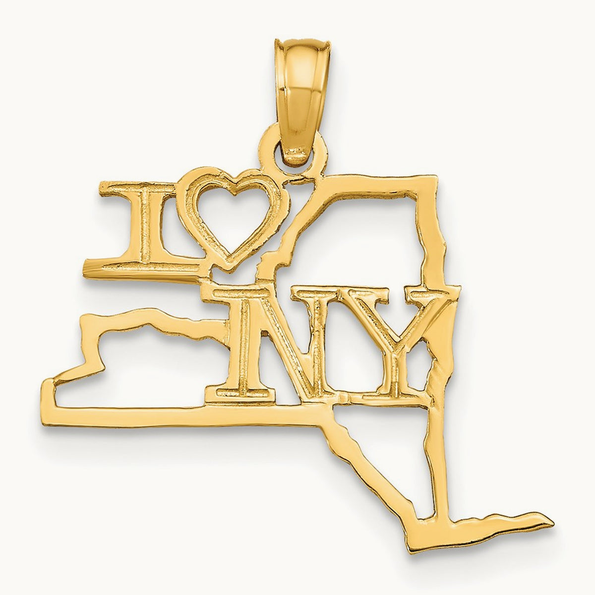 Solid New York State Pendant, 14K