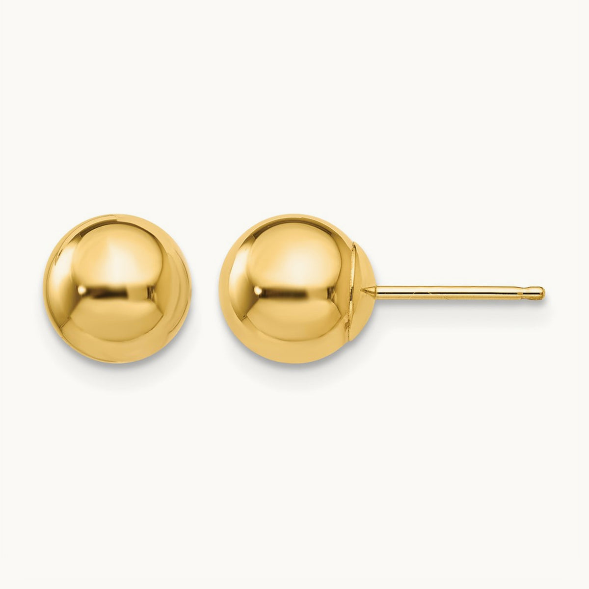 Polished Ball Post Earrings — 14K Yellow Gold, 7mm