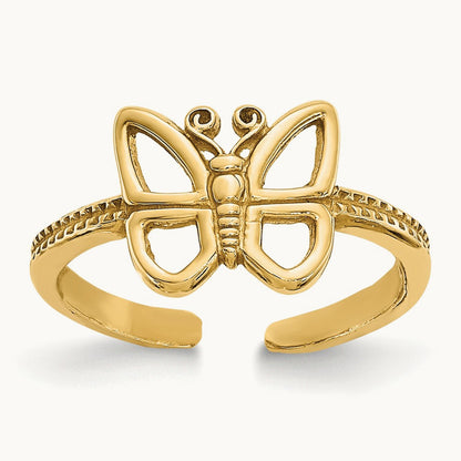 Butterfly Toe Ring, 14K