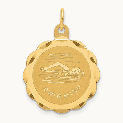 Swimming Disc Charm, 14K