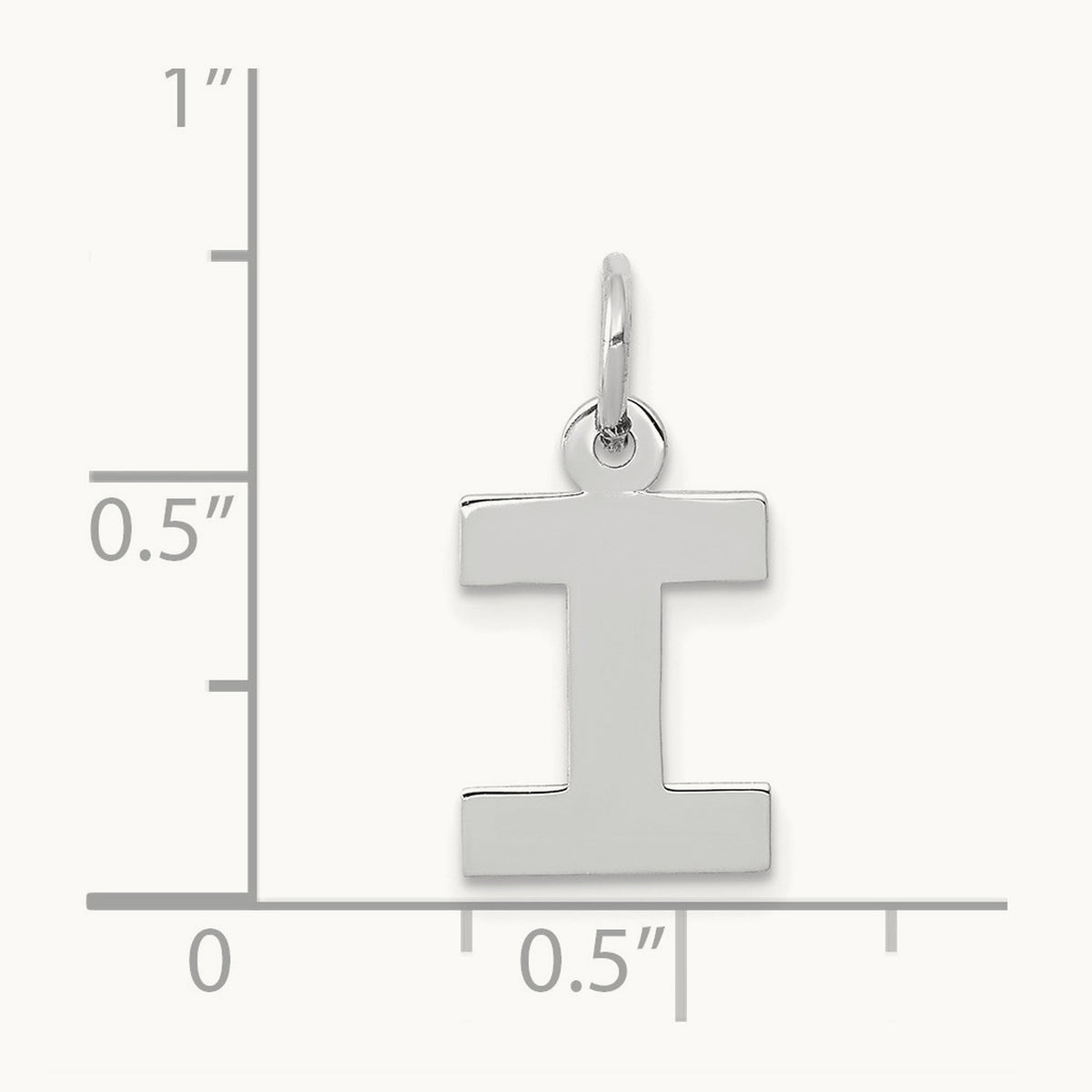 Small Block Initial Charm — 14K White Gold, I