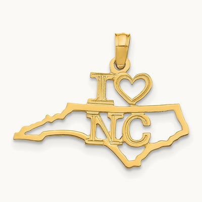 Solid North Carolina State Pendant, 14K