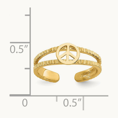 Peace Sign Toe Ring, 14K