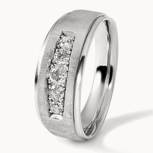 5 Stone Men's Ring, 0.50 ct tw Lab-Grown Diamond