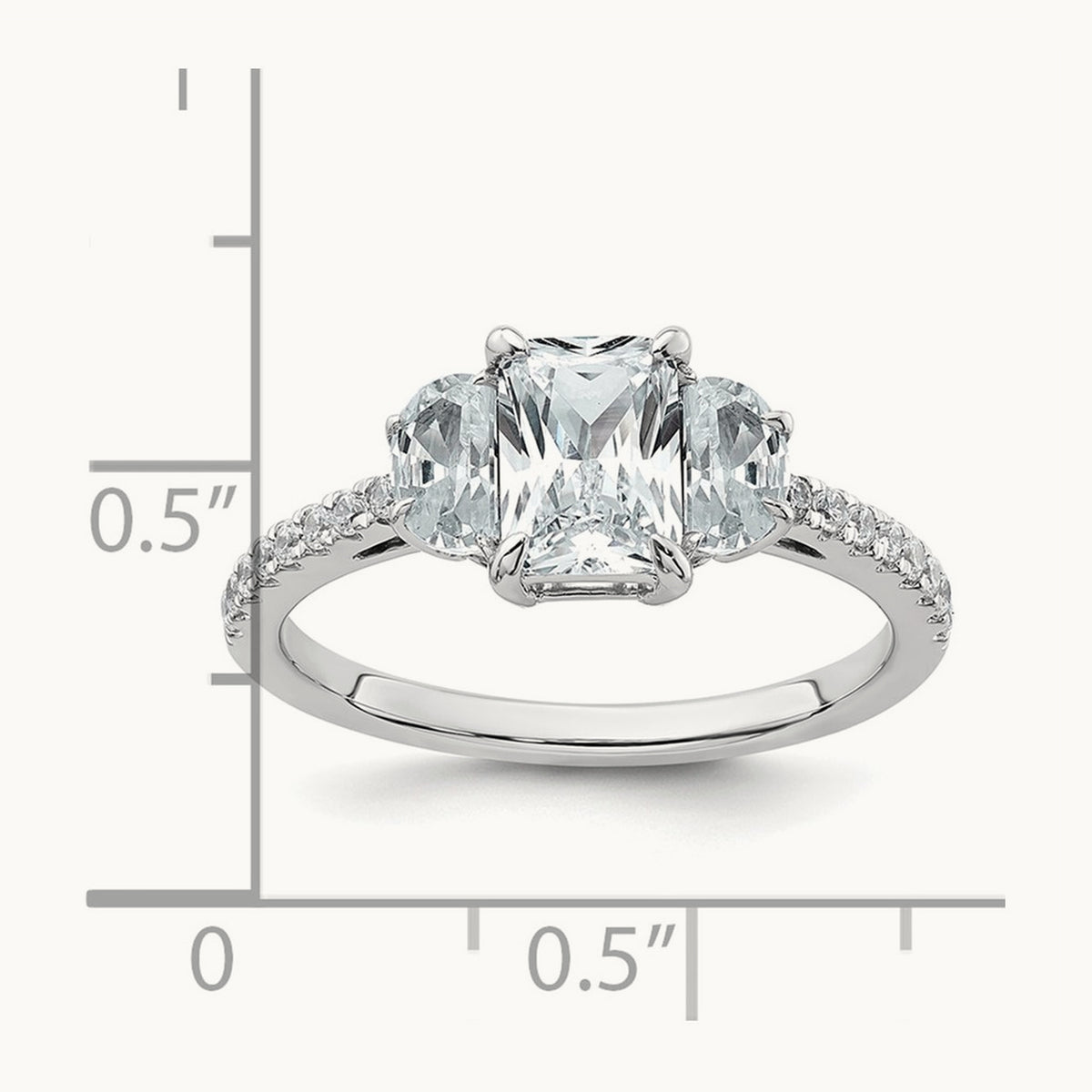 Radiant 3 Stone Engagement Ring, 1.50 ct tw Lab-Grown Diamond — 14K White Gold