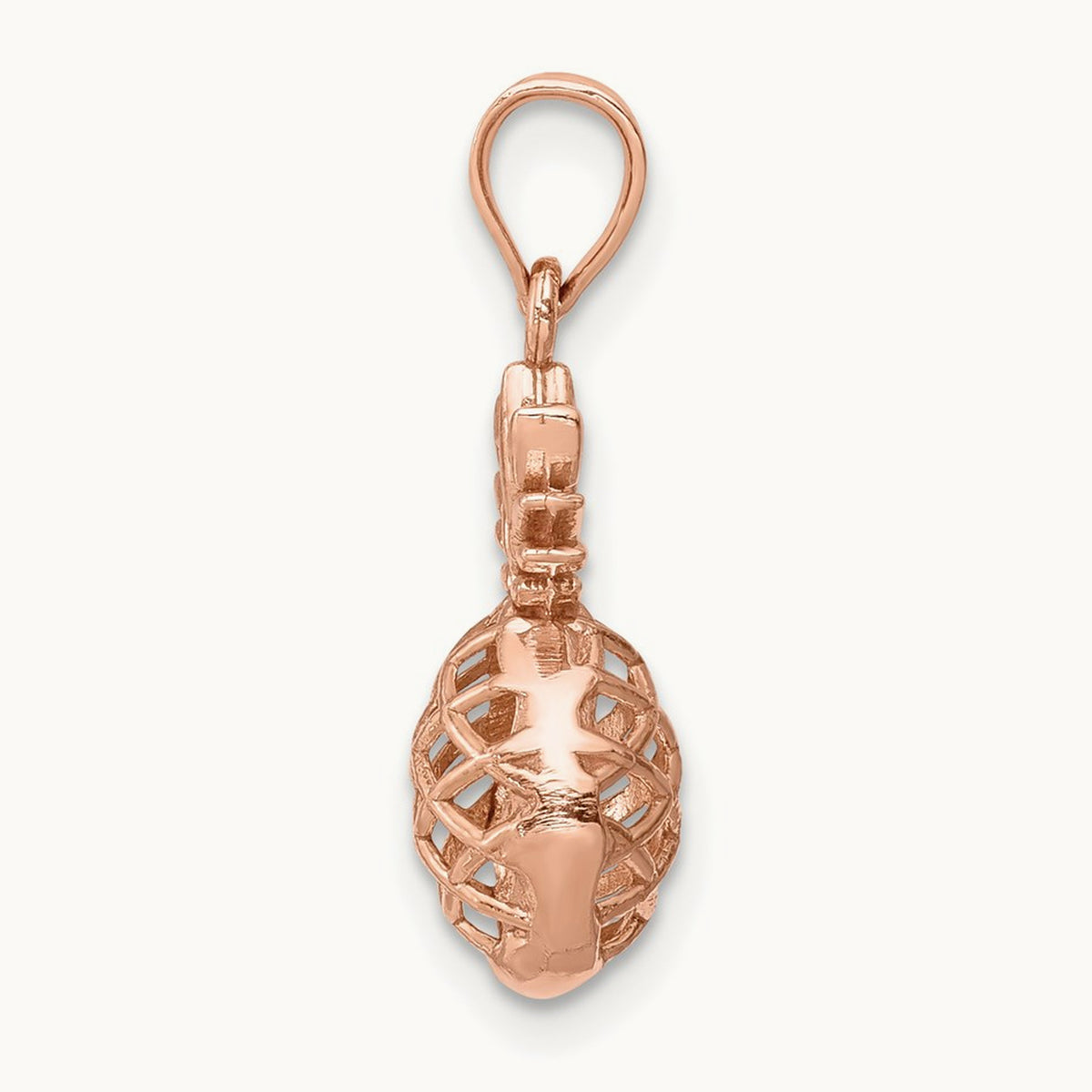 Polished 3D Pineapple Pendant — 14K Rose Gold