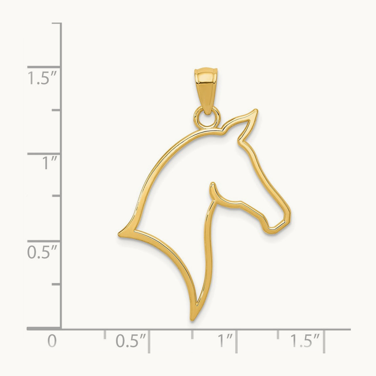 Polished Cut Out Horse Head Pendant, 14K