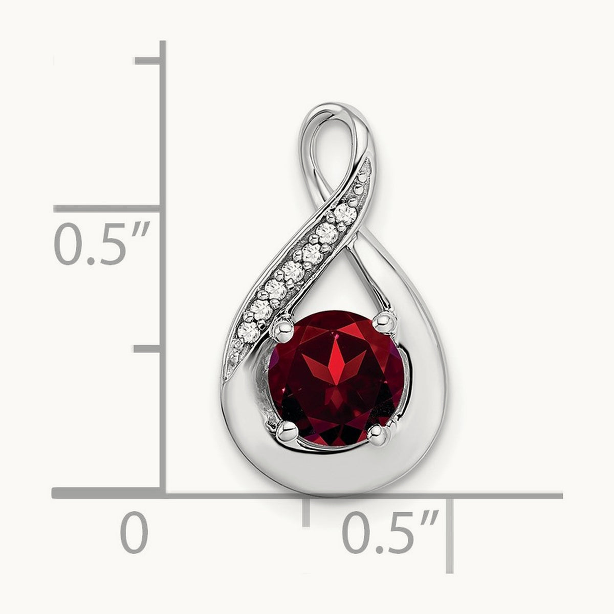 Garnet and Diamond Pendant — 14K White Gold