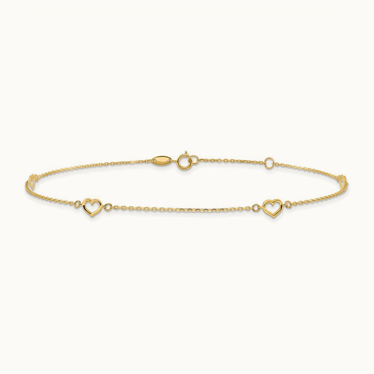 Heart 10in Plus 1in ext. Anklet, 14K