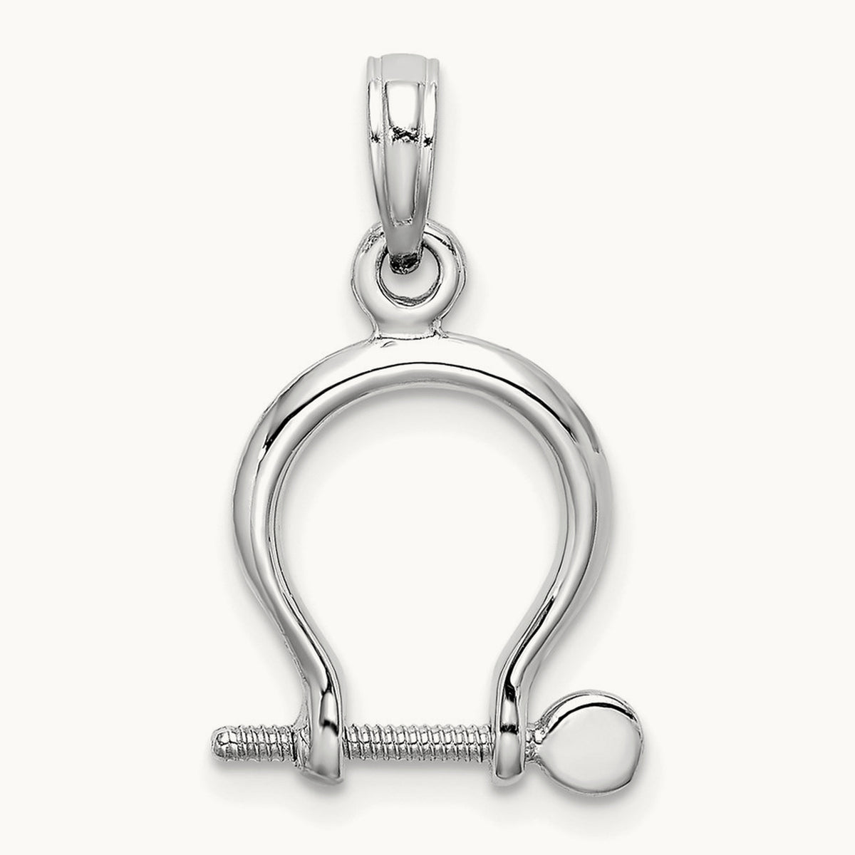3-D Small Shackle Link Screw Charm — 14K White Gold
