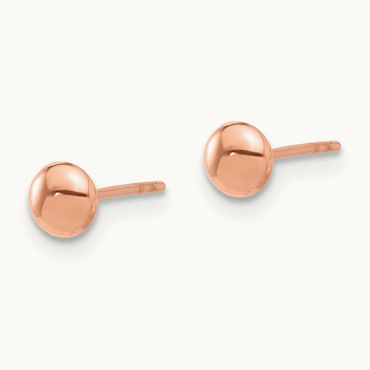 Polished Button Post Earrings — 14K Rose Gold, 4.5mm