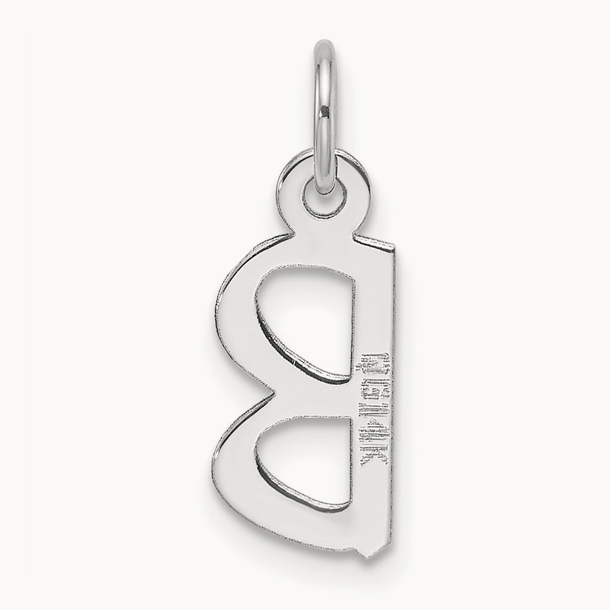 Slanted Block Initial Charm — 14K White Gold, B