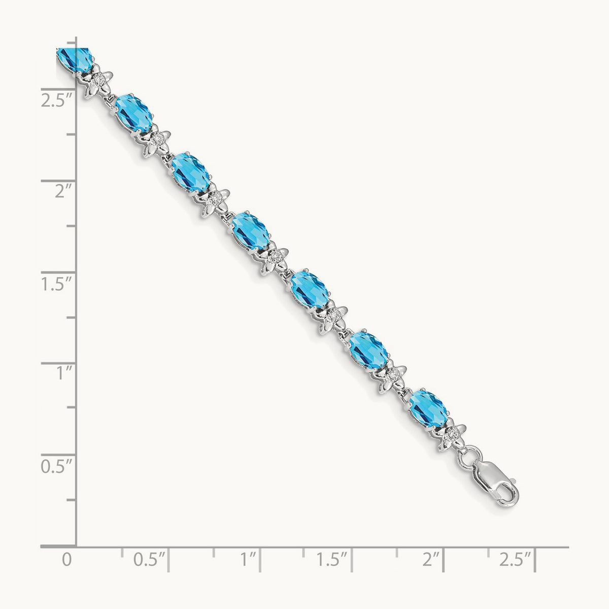 Floral Diamond and Blue Topaz Bracelet — 14K White Gold