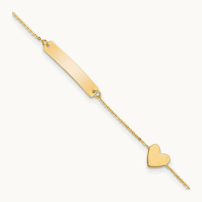 Polished 5.5in Heart ID Bracelet, 14K