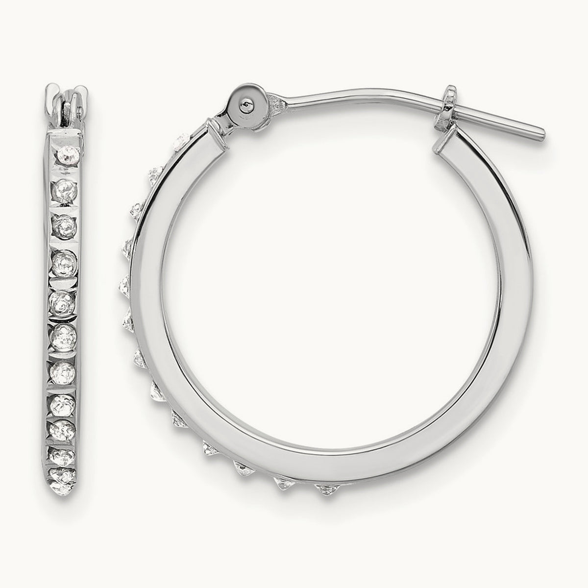 WG Diamond Fascination Dia. Dust/Accent Hoop Earrings, 14K