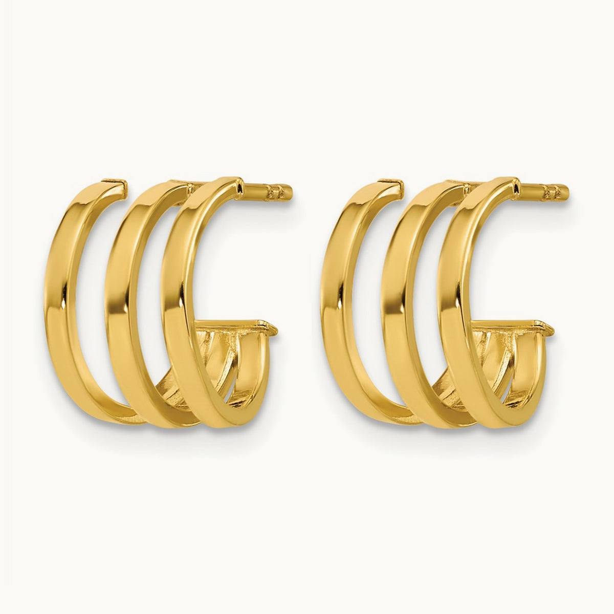 Polished 3-row Post J-hoop Earrings, 14K — Leslie's