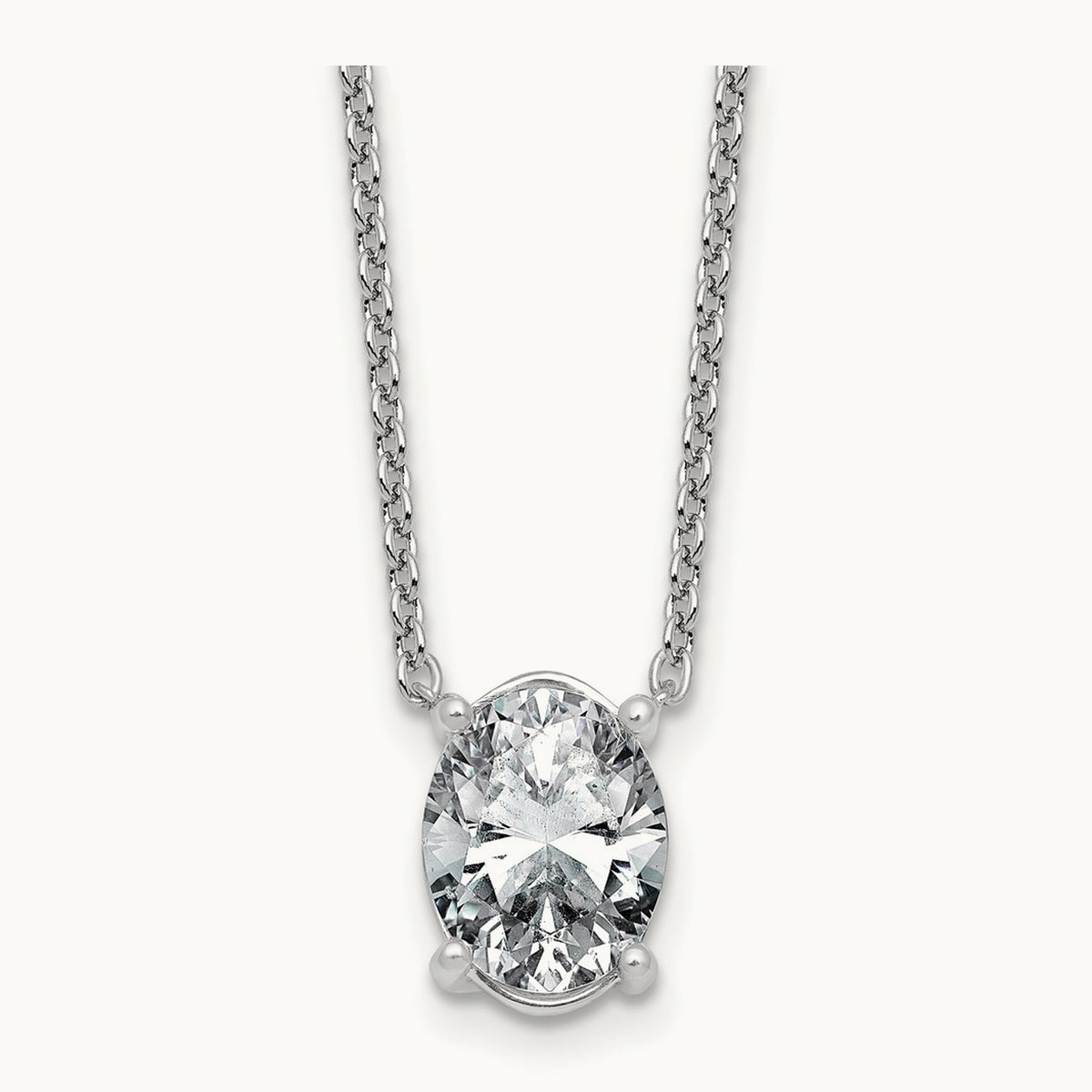 Oval Pendant Necklace, 0.25-4.00 ct tw Lab-Grown Diamond — 3 ct, 14K White Gold