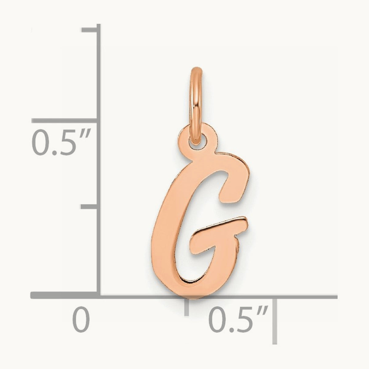 Small Script Letter G Initial Charm, 14K Rose Gold