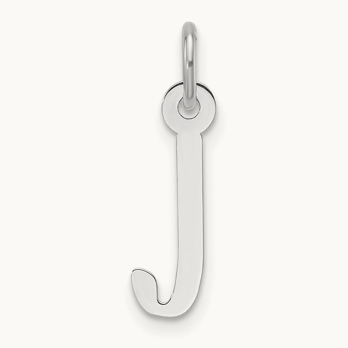 Slanted Block Initial Charm — 14K White Gold, J
