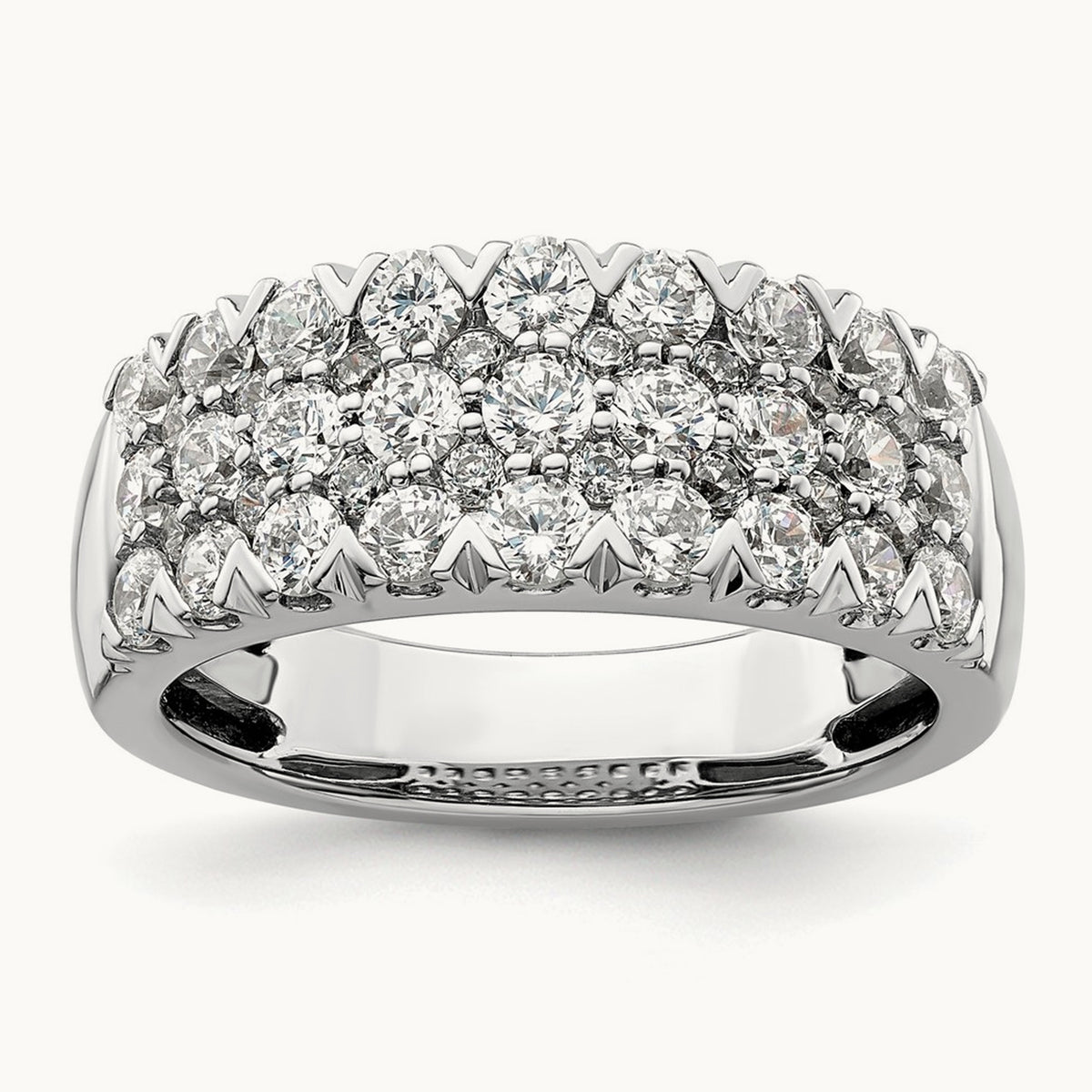 Triple Row Band, 1.50-3.00 ct tw Lab-Grown Diamond — 1 1/2 ct, 14K White Gold, 7