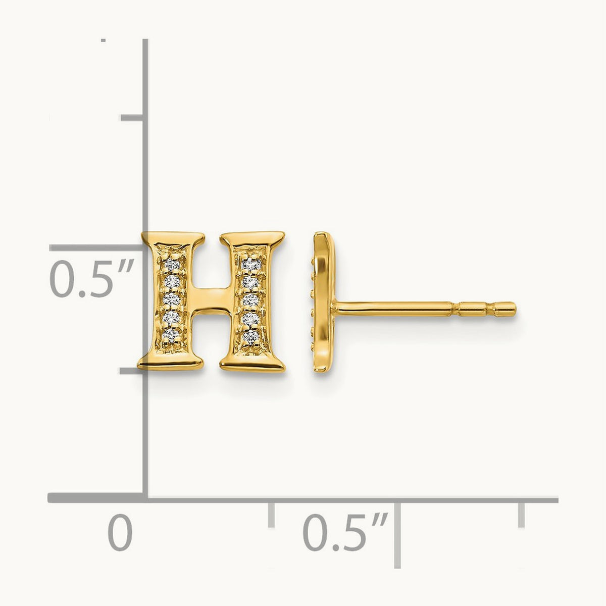 Diamond Initial H Earrings, 14K