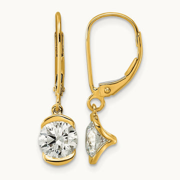 Round Half Bezel Set Leverback Earrings, 2.00 ct tw Lab-Grown Diamond