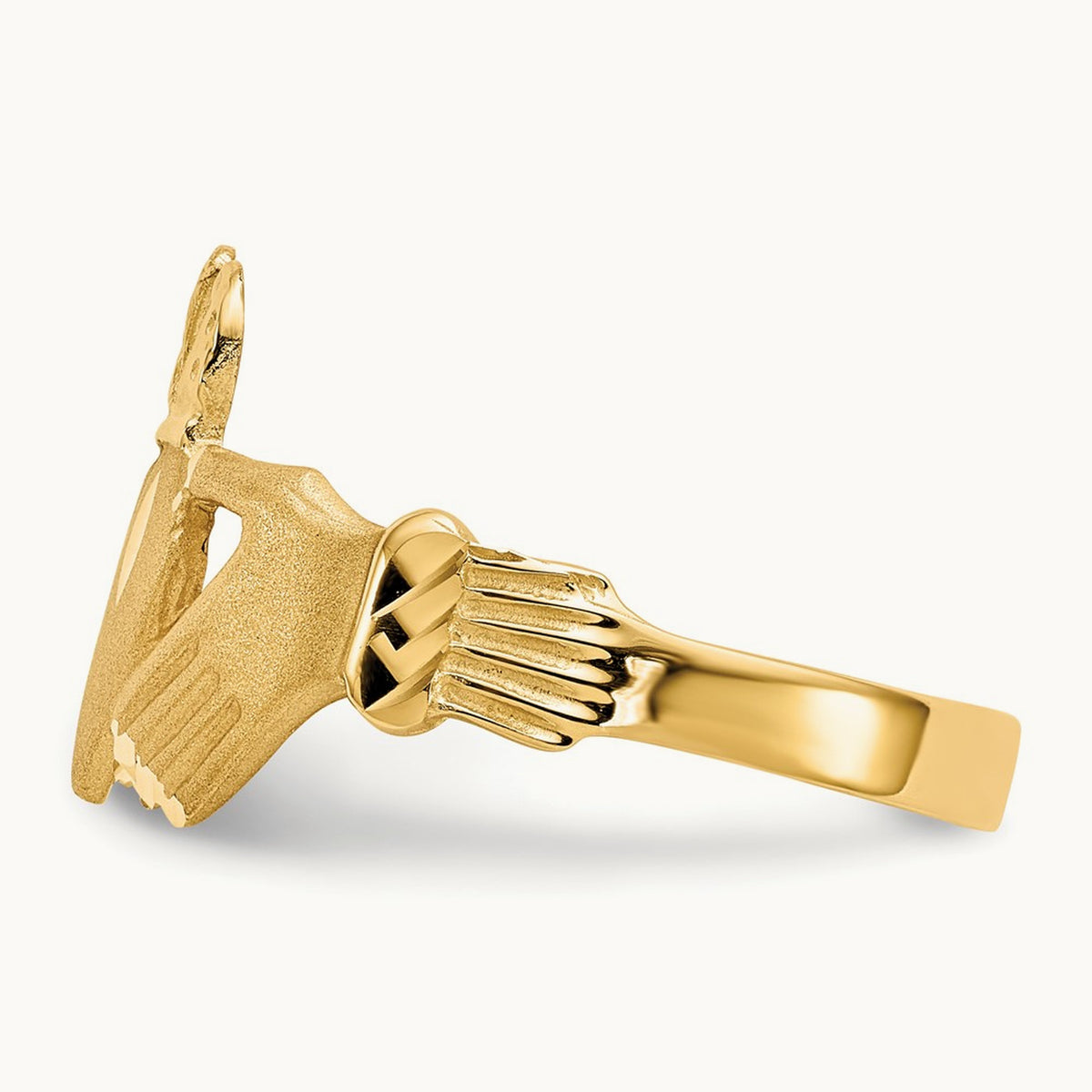 Diamond-cut Claddagh Ring, 14K