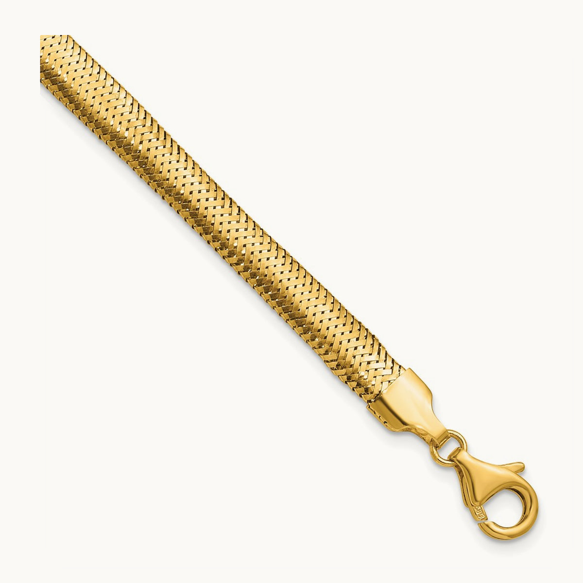 Polished Mesh 7.5in Bracelet, 14K
