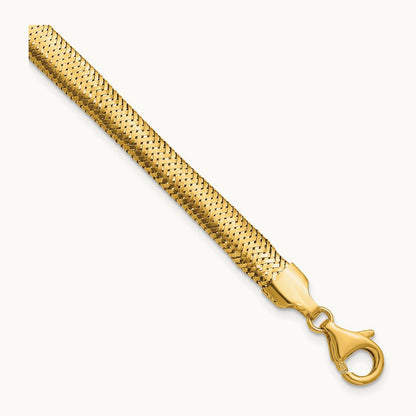 Polished Mesh 7.5in Bracelet, 14K